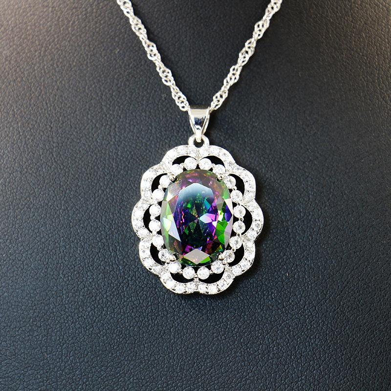 Овальное цирконовое ожерелье для женщин, универсальная высококачественная цепочка Sense Matching для женщин с подвеской из большого драгоценного камня