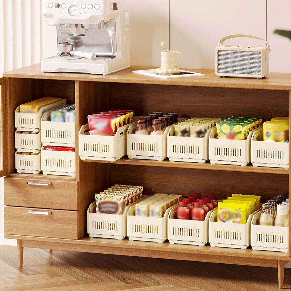 Stackable Cabinet Pull Out Organizer Adjustable Desk Drawer Organizer Retractable Snack Storage Box For Pantry Kitchen Bedroom
