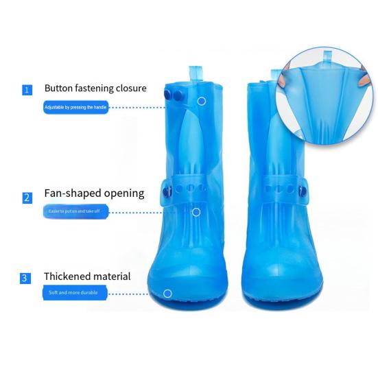 Reusable Waterproof Shoe Covers Anti-Slip Rain Shoe Covers Snap Button Shoe Covers for Rain Snow Mud Men Women