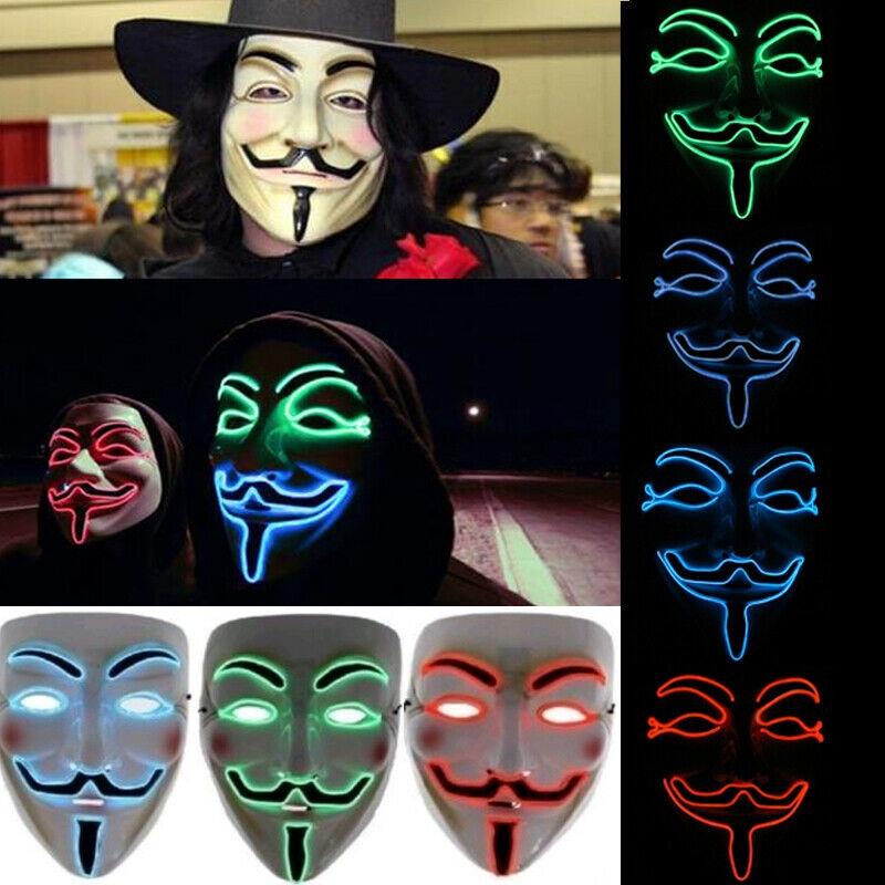 Stunning Led Light Up Mask For Halloween Featuring V For Vendetta Anonymous Design