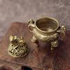 Desktop Ornaments Home Decoration Retro Brass Censer Hollow Lotus Incense Burner Mini Qilin Head