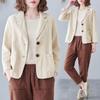 Cotton and Linen Suit Short Jacket for Women In Spring and Autumn Literary Large Size Loose Casual Long-sleeved Small Suit Top