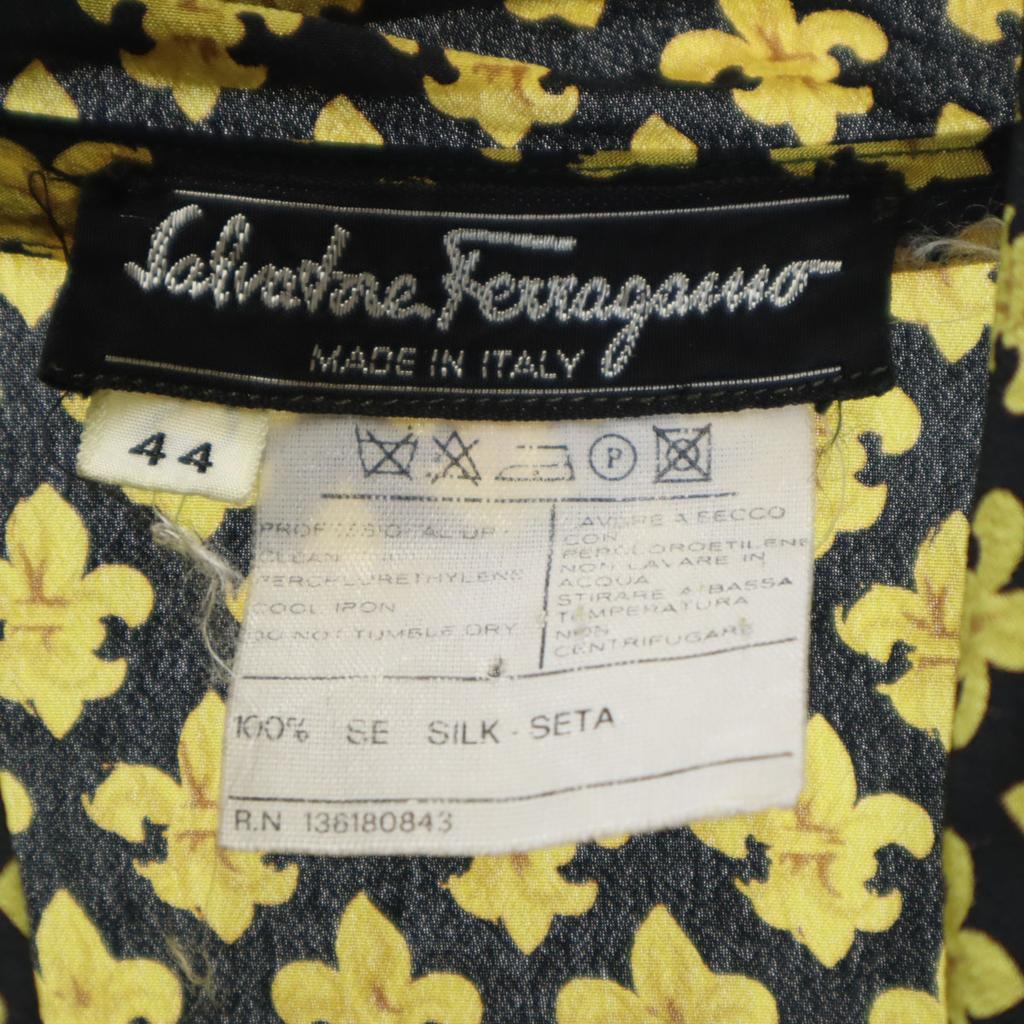 Salvatore Ferragamo Italian Silk Overall Handle Long Sleeve Shirt 44 Women Used
