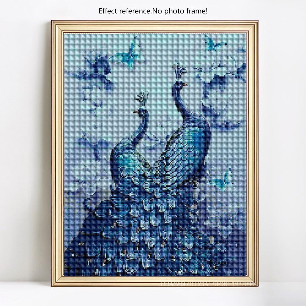 HUACAN Full Drill Square Diamond Painting Peacock 5D DIY Diamond Embroidery Animal Picture Of Rhinestone Decor