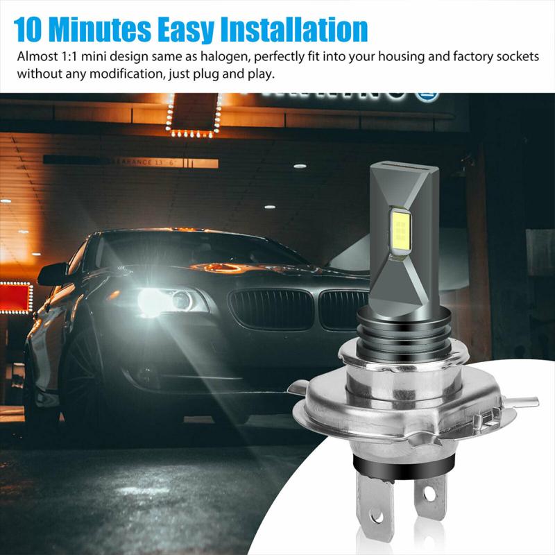 2 шт. H4 9003 Hb2 Комплект автомобильных светодиодных фар дальнего и ближнего света Противотуманные фары 6000k Ксеноновые ультра-белые