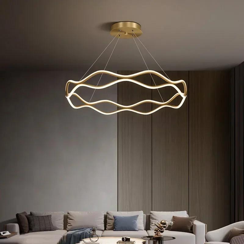 Современный светодиодный подвесной светильник для спальни, гостиной, столовой, люстра, роскошное кольцо, подвесной светильник, домашний декор, внутреннее освещение