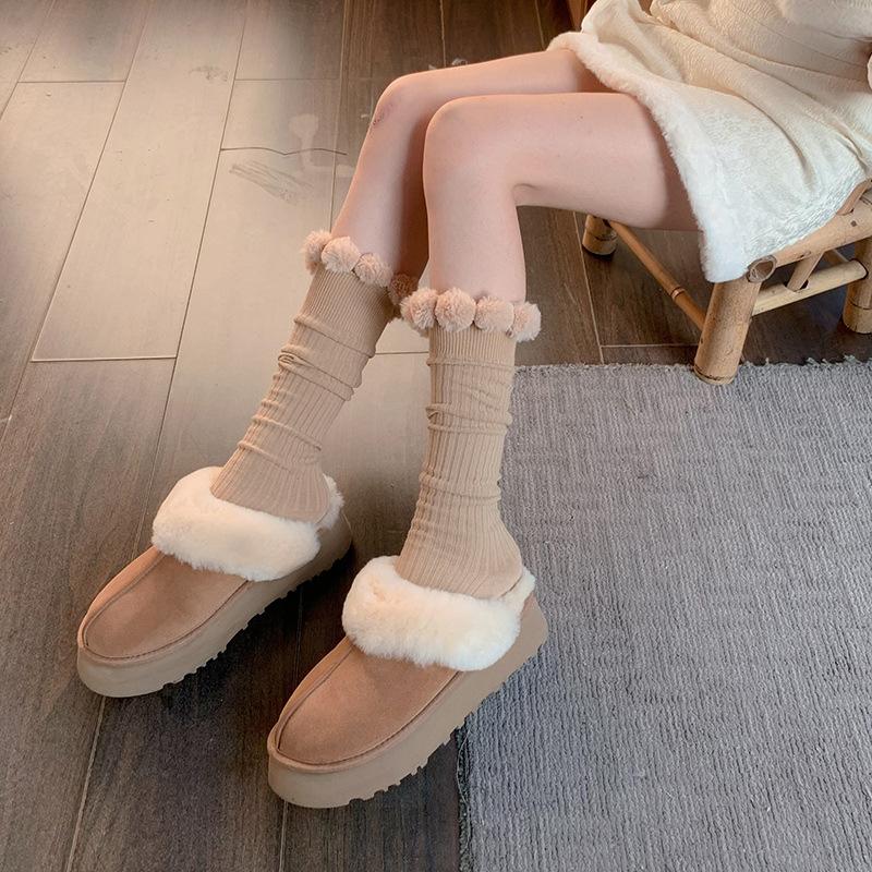 Thick Warm Mid Tube Socks Lolita JK Knit Socks Women Sweet Cotton Mid-Calf Socks  Women
