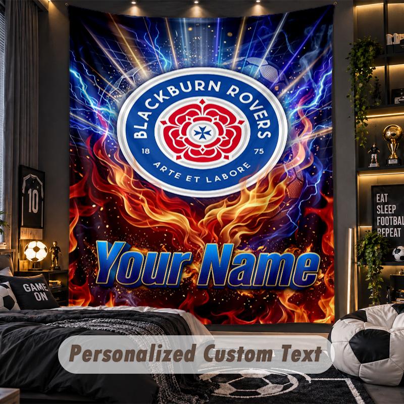 TapestryBlackburn Rovers Football Custom Name Text Personalized Wall Hanging Tapestry Home Wall Decor