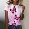 Летний топ с круглым вырезом и принтом 3D-бабочки, модные повседневные женские футболки с короткими рукавами