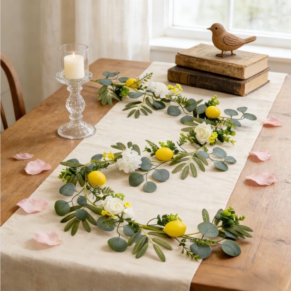 Realistic Artificial Lemon Garland Eucalyptus Leaves Simulation Lemon Vine Kitchen Decor