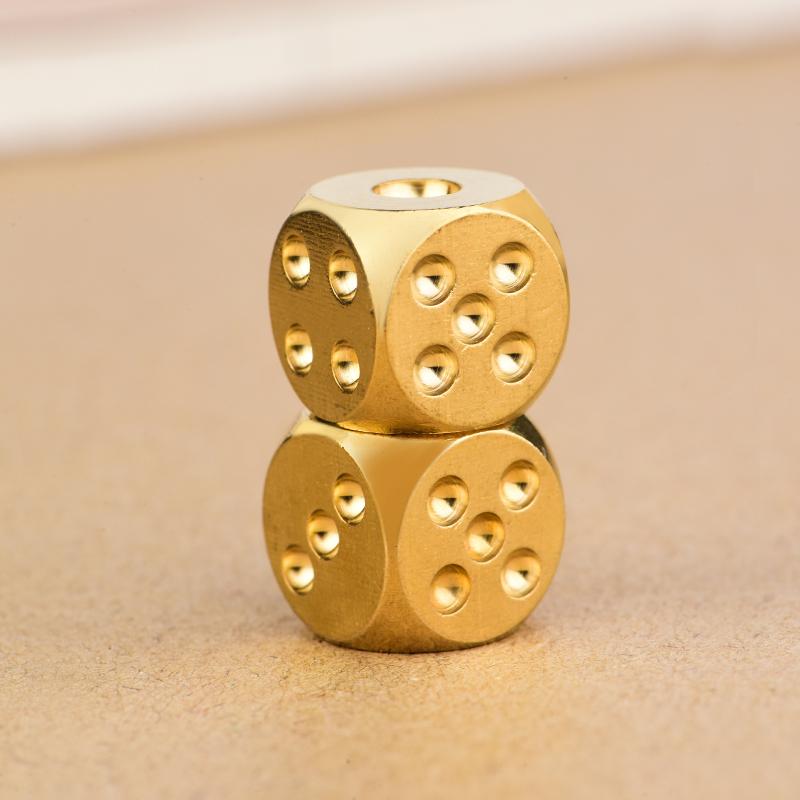 6 шт. 15 мм Сплошной Латунный Золотой Металлический Кубик - Ручная Полировка 6-Сторонний Высококачественный Игровой Кубик Игрушка для Снятия Стресса Семейное Собрание