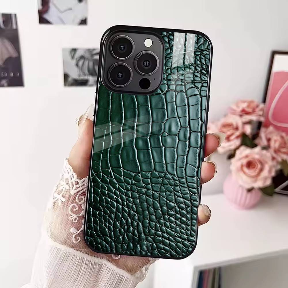 Чехол для телефона с принтом под кожу крокодила для iPhone 17, 16, 15, 14, 13, 12, Plus, Pro, Max для Magsafe Магнитной Беспроводной Зарядки