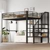 Loft Bed 140 x 200 Stable Metal Construction with Spacious Storage Space Under the Bed and Stairs Ideal for Children and Adults