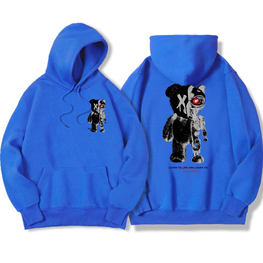 Half A Ted Bear, Half A Robotic Bear Man Hoodie Vintage Oversize Hoody High Quality Sweatshirt Simple Autumn Women Clothes