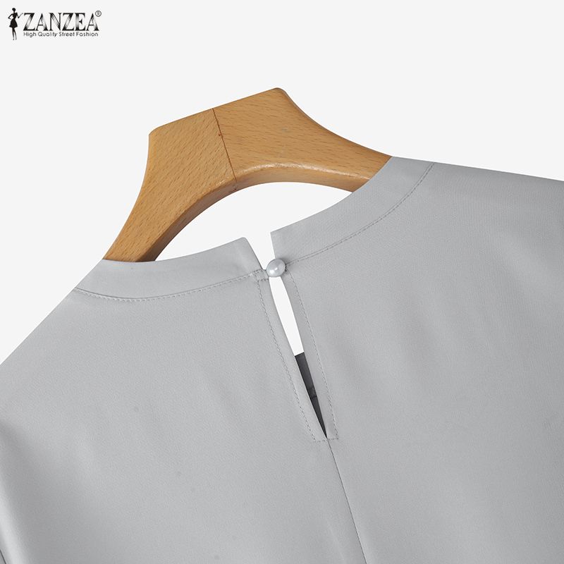 ZANZEA Женская блузка с принтом, рукавом 3/4, свободного кроя, с круглым вырезом, в стиле кэжуал