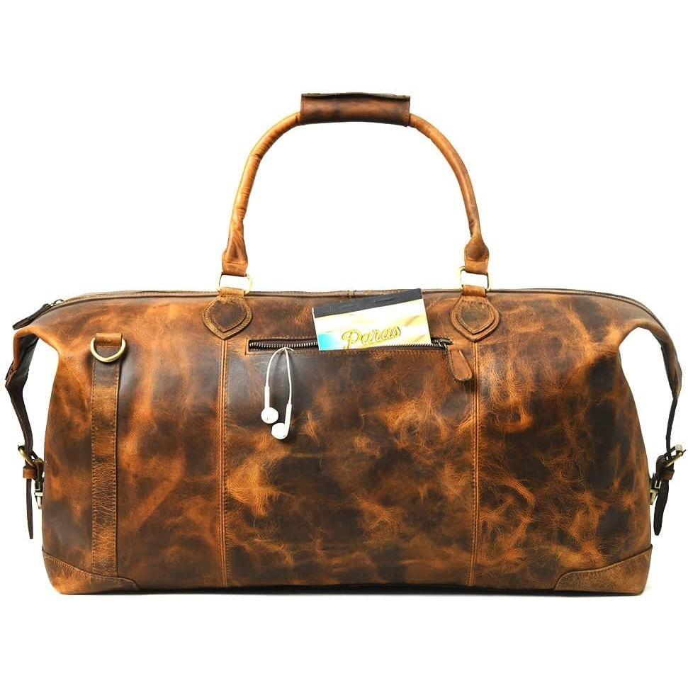 Сумка-даффл из кожи буйвола 24 дюйма | Дорожная сумка из натуральной кожи для мужчин и женщин | Ручная кладь | Мужская сумка-даффл