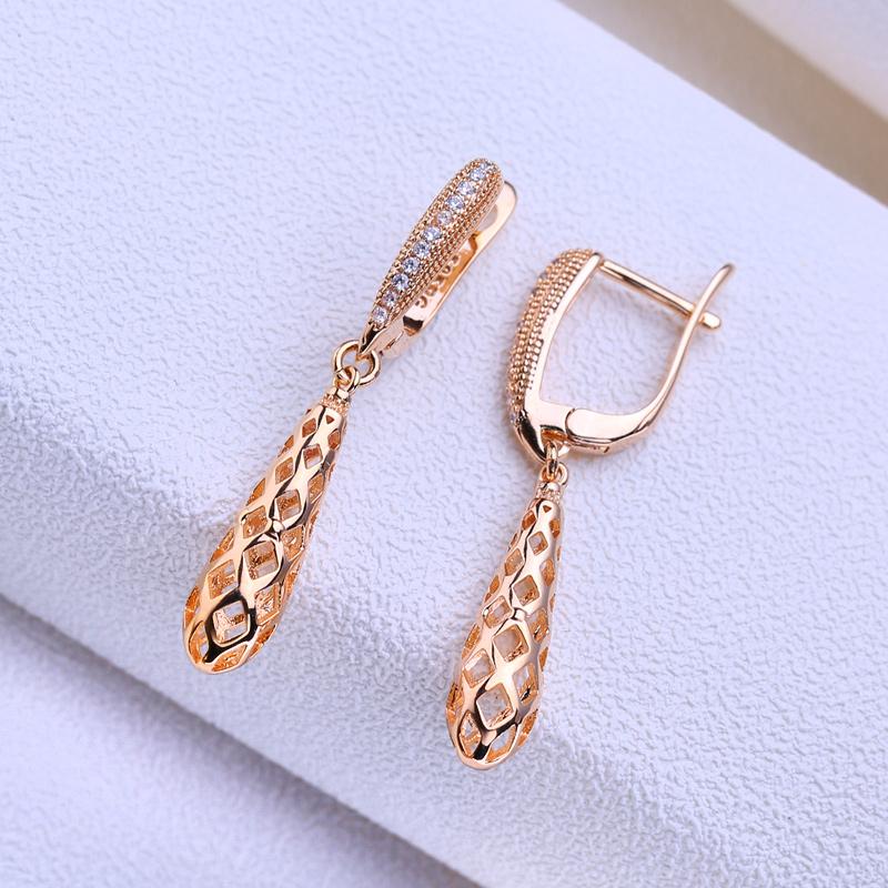 KNIKOO Clip Earrings For Women Fashion Hollow Cubic Zirconia Drop Long Earrings Jewelry For Wedding Party Gifts