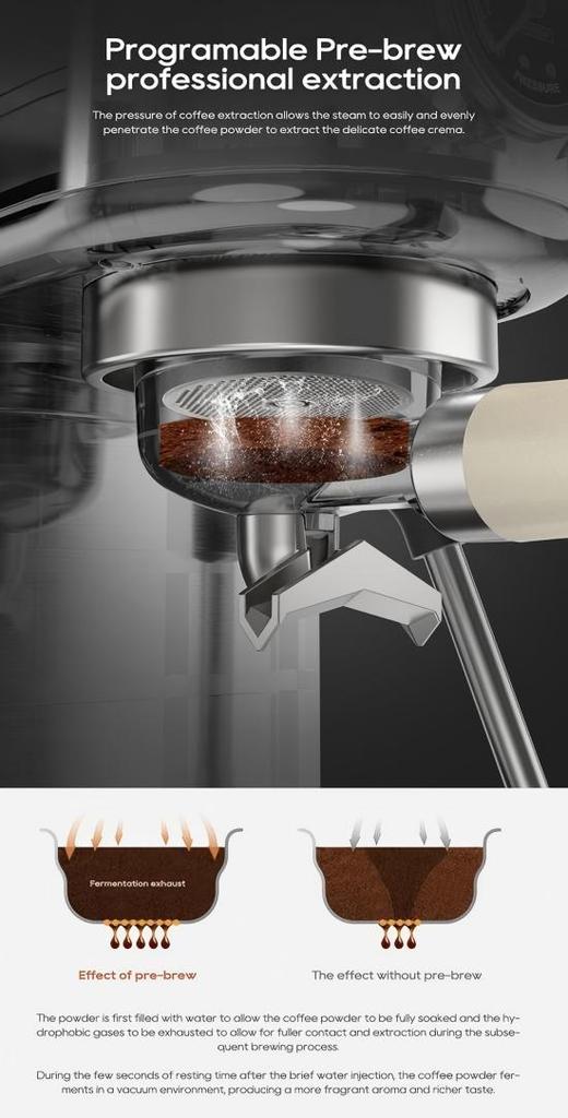 New HiBREW H10B Espresso Coffee Machine, 20Bar Extraction Pressure, Semi-Automatic, Adjustable Temperature & Cup Volume