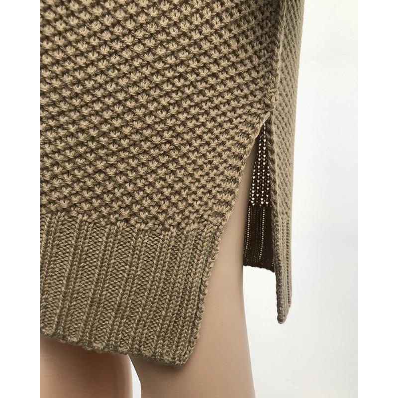 Fall and Winter Women's Plus Size Knitwear Long Split Rolled Sleeve Cardigan Sweater