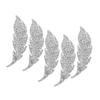 5pcs Iron On Rhinestone Patches Silver Leaves Pattern Patches Iron On Patches  For DIY Crafts