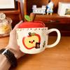 Высокоценная кружка Apple Bear с крышкой, рождественская керамическая кружка, мультяшная милая кофейная кружка, сувенир