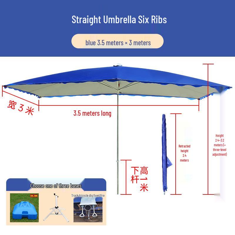 Large Rectangular Folding Patio Umbrella with Canopy Sun Protection