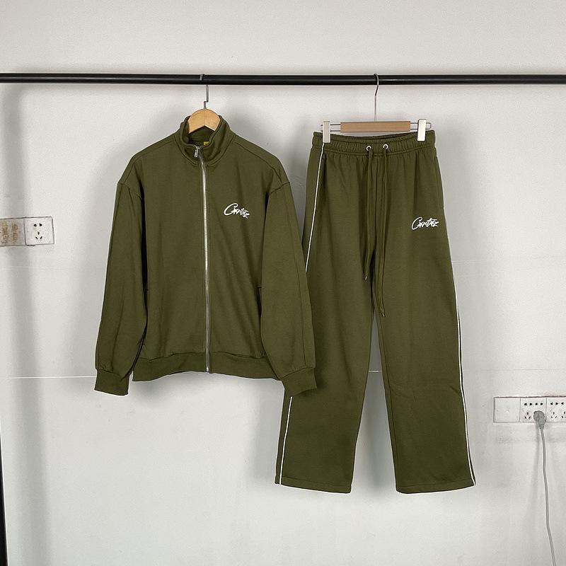 Унисекс Уличная ретро куртка и брюки с принтом дьявола, на воротнике-стойке, на молнии.