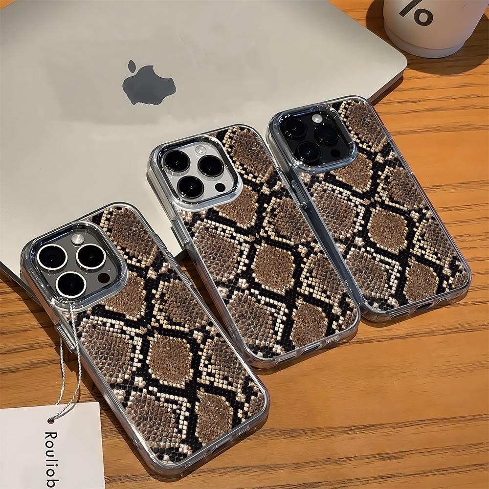 Винтажный чехол для телефона с узором змеи, коричневый с золотым, для iPhone 17 17E 16E 15 Plus 16 12 Pro Max 11 14 13, защитный корпус