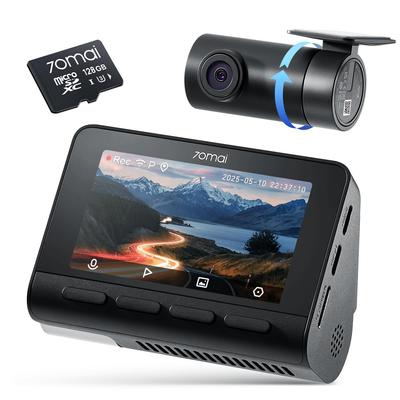 Видеорегистратор 70mai Dash Cam A800SE 4K с ультра-сильным ночным видением 8 Мп + карта SD 128 ГБ в комплекте. HDR, Ультраширокоугольный F1.55, Сверхсильный Ночной V