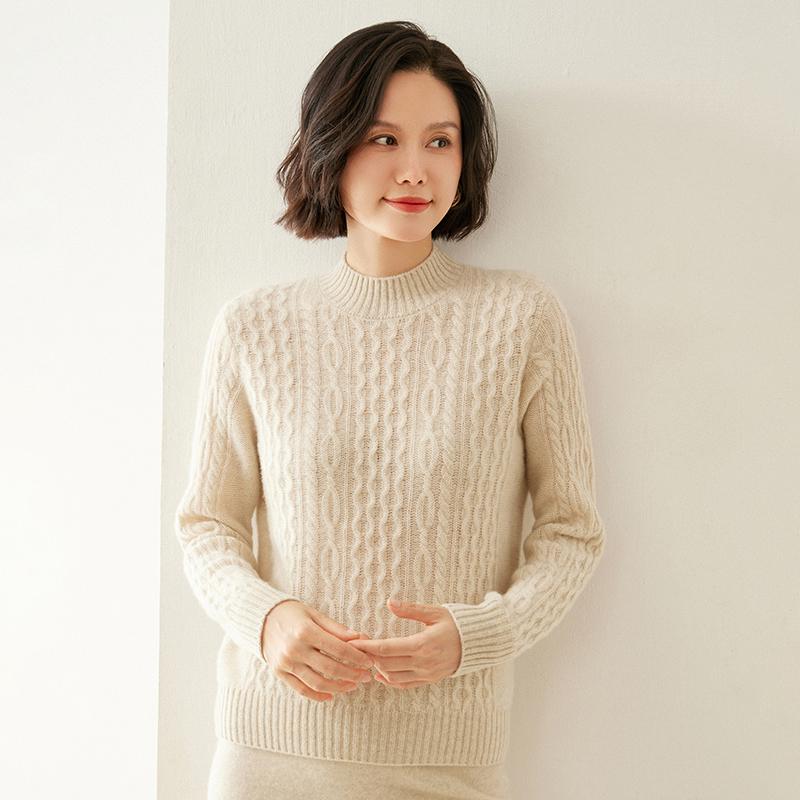 Women's Cashmere Sweater Qinghe Cashmere 100% Cashmere Autumn and Winter Cashmere Thickened Pullover Soft and Warm