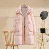 2024 осень-зима белая куртка-пуховик женская средняя и длинная свободная повседневная теплая универсальная удлиненная куртка до колена