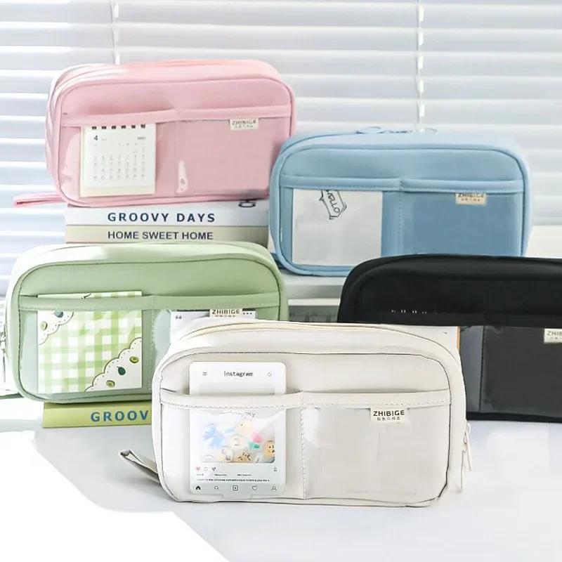 Милый многослойный пенал, сумка для ручек большой емкости, прочная сумка для хранения канцелярских принадлежностей для студентов, школы и офиса