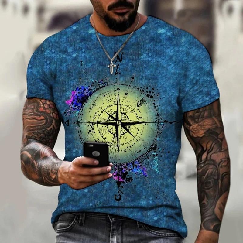 New Fashion World Map Printed Men's T-shirt Street Fashion Harajuku Round Neck Short Sleeve Comfortable Large Top