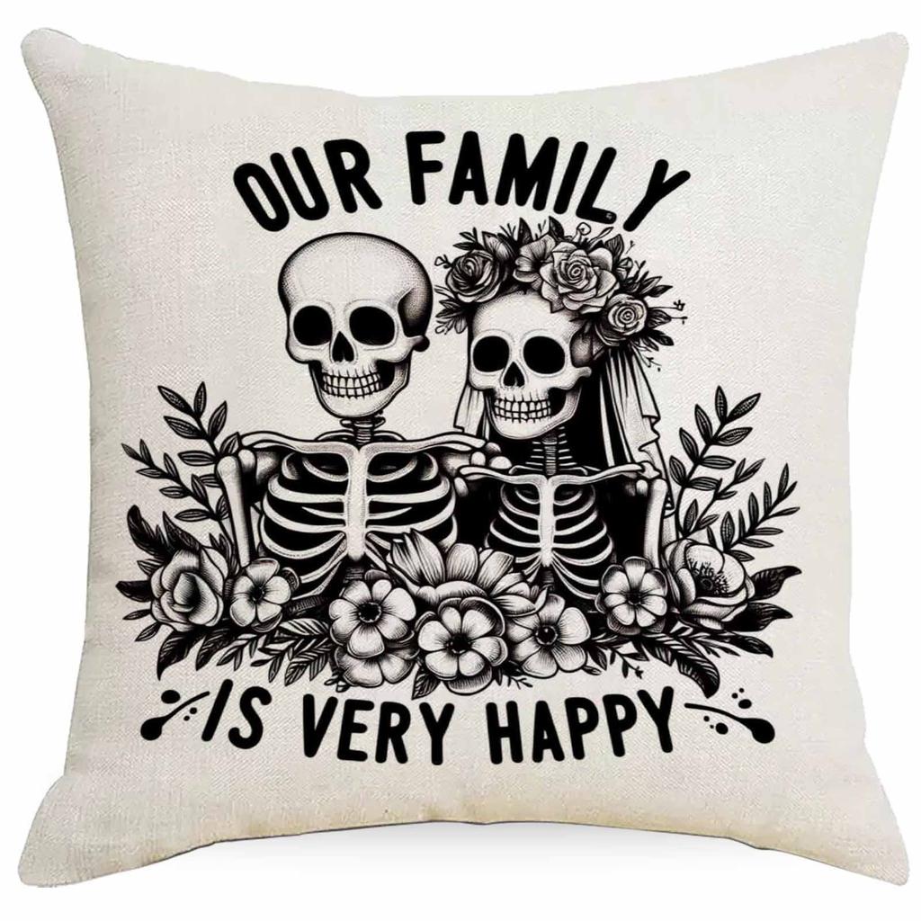 Halloween Couple Skull Print Pillowcase Home Sofa Cushion Pillowcase