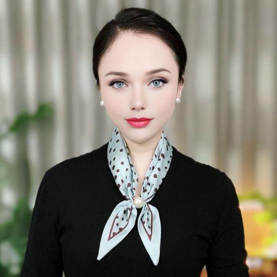 Шелковый шейный платок с неровным геометрическим узором, устойчивый к сминанию, с магнитной застежкой-имитацией жемчуга, аксессуар для наряда