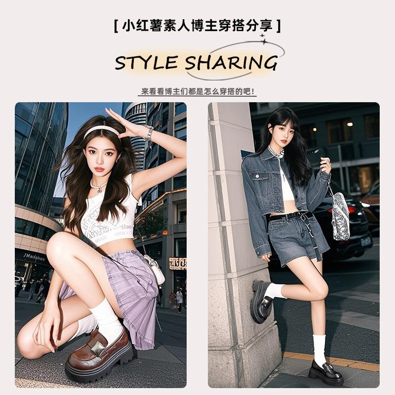 Подошва из пеноматериала, стелька из овчины, осенние новые туфли на толстой подошве из маленькой кожи, универсальные модные одинарные туфли для женщин