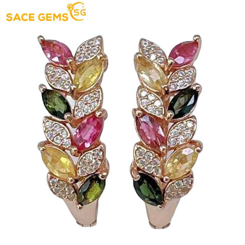 Sace Gems Стерлингового серебра 925 пробы, 2,5*5 мм, натуральный турмалин, зажим для ушей, ювелирные изделия для свадебной вечеринки, подарок