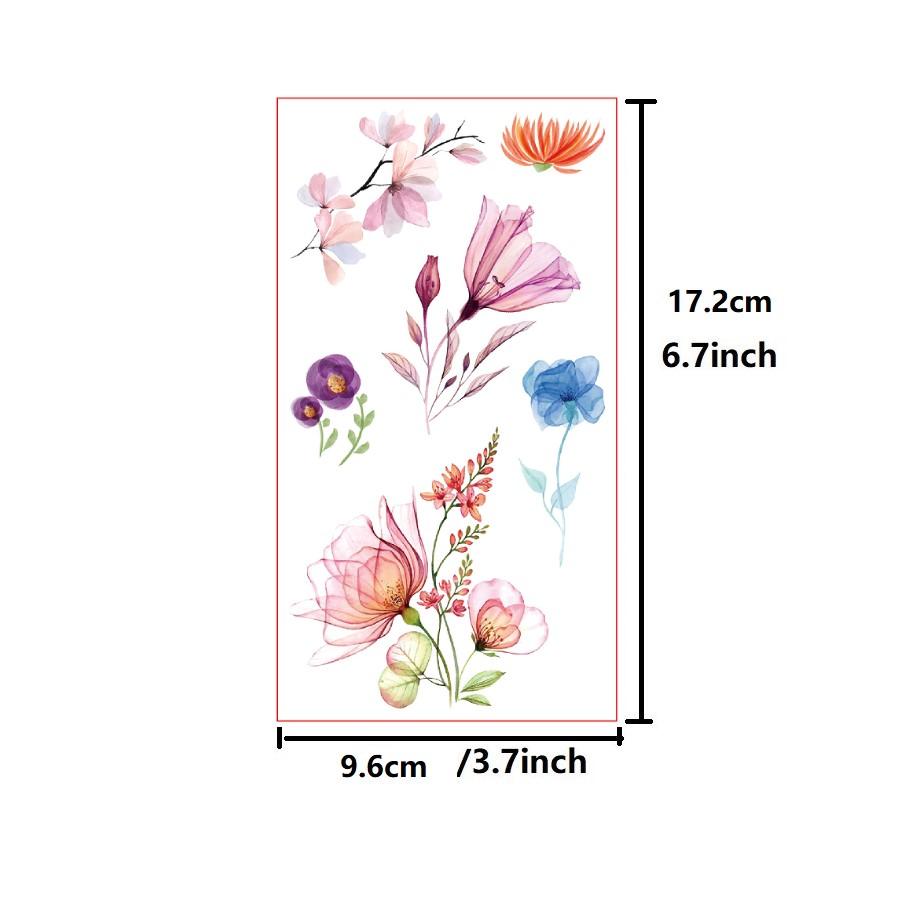 10 Pcs 3D Watercolor Lavender Flower Temporary Tattoos For Women Body Art Arm Fake Adults Tattoosticker Waterproof Girls Tatoos