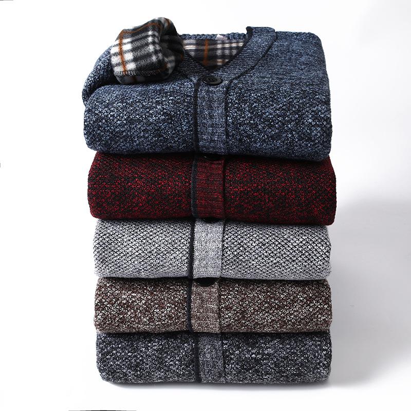New Autumn And Winter Fashionable Warm Knitted Button Cardigan Sweater Jacket For Men Large Size Solid Color Loose Casual Jacket