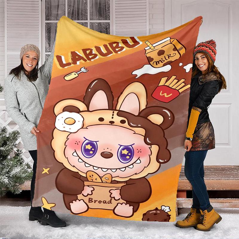 Labubu Theme Printed Blanket - Perfect for Couch, Bed, Travel & Outdoor Use | Machine Washable, Cozy & Durable.