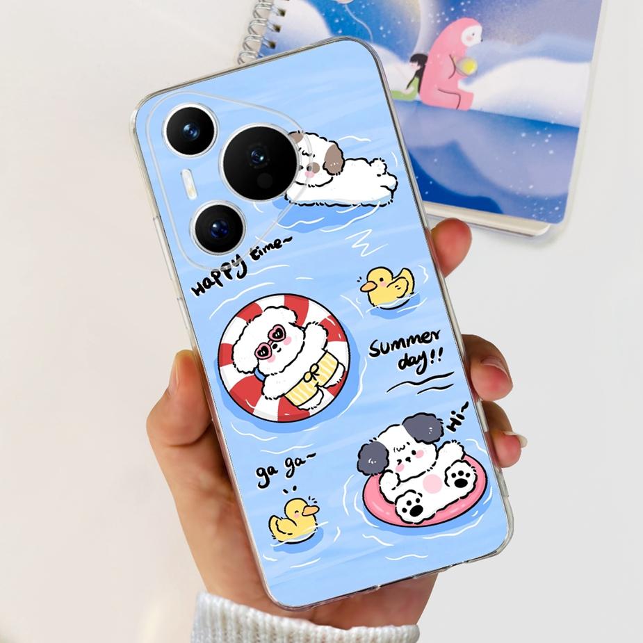 Чехол для Huawei Pura 70 Милый мультяшный расписной чехол Прозрачный силиконовый чехол для телефона Для Huawei Pura 70 Pro Plus Pura70 Pro + Мягкий чехол