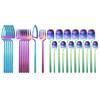 24Pcs Colorful Dinner New Cutlery Set Knife Fork Spoon Dinnerware Set 18/10 Stainless Steel Tableware Set Kitchen Silverware Set