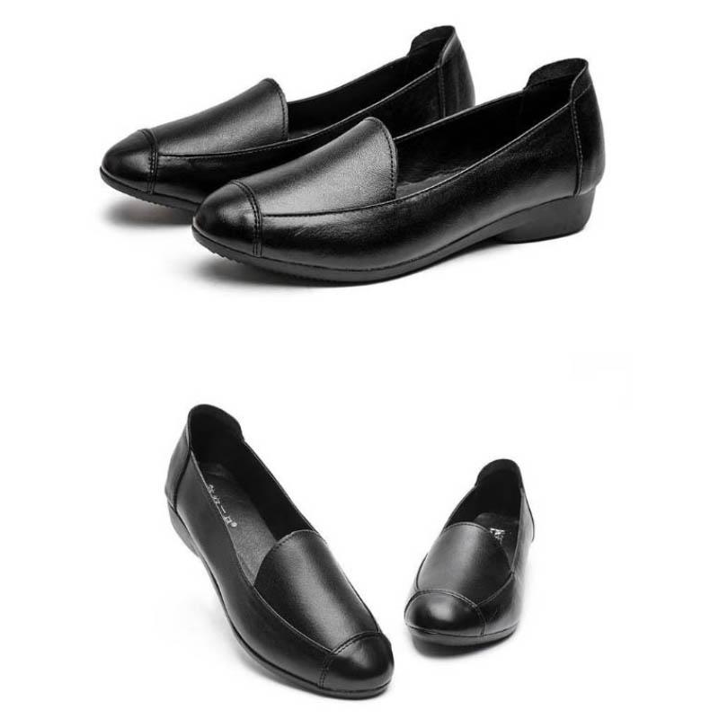 Повседневные туфли из натуральной кожи, женские весенне-осенние туфли из мягкой кожи на мягкой подошве, туфли для мам на плоской подошве в горошек