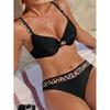 Сексуальный Черный Леопардовый Пэчворк Бикини Комплект Женский Push Up Бюстгальтер на Косточках Высокая Талия Купальник Пляжный Купальник Праздничный Купальный Костюм