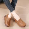 Fashion Women Platform Shoes PU Leather Wedge Heels Waterproof Loafers Non-slip Casual Walking Shoes Slip-on Mother Shoes