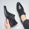 Fashion Design Heeled Leather Shoes Retro Buckle Men's Wedding Dress Shoes Slip-On Formal Shoes for Men Zapatos De Cuero Hombre