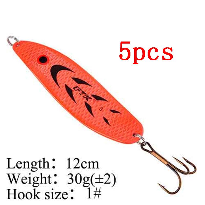 FTK 5 шт., 10,5 см-12 см, 20 г-30 г, металлическая жесткая приманка, рыболовный тройной крючок, рыболовные снасти, приманка для лосося, искусственная рыболовная снасть