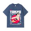 Стиранные футболки 275 г/м² 100% Хлопок Принт Astro Boy V2 Унисекс Тяжелая хлопковая футболка