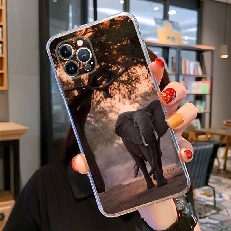 Чехол для телефона с изображением слона для iPhone 14 13 12 11 Pro Max XS X XR SE 2020 6 7 8 Plus Mini Transparent Shell