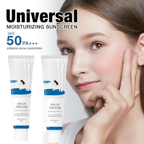 Увлажняющий солнцезащитный крем с березовым соком SPF 50+ Блокирует UVA/UVB-лучи Питает клетки Повышает эластичность 50 мл Солнцезащитный крем для предотвращения морщин для всех типов кожи